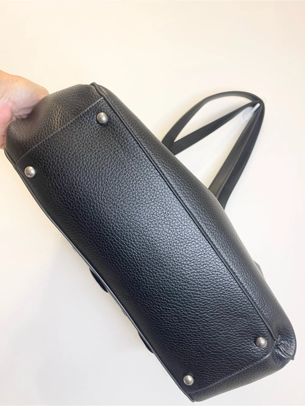 Ed Hardy Studded Black Tote with Silver Studs & Chain Charm